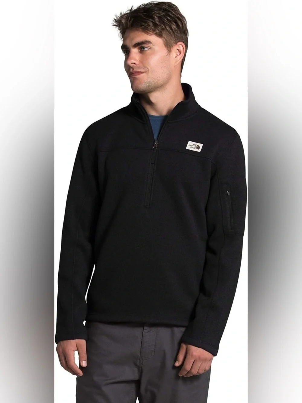The North Face Men’s M Black Sweater Fleece 1/4 Zip Pullover Outdoor Jacket